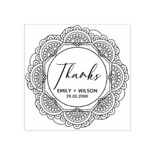 TAMPONS ENCREURS CLASSY ORNATE MANDALA SCRIPT PERSONNALISÉ MERCI MA