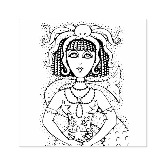 TAMPONS ENCREURS CLEOPATRA OCTOPUS MERMAID, IMAGINAIRE GOTH SIREN (Impression)