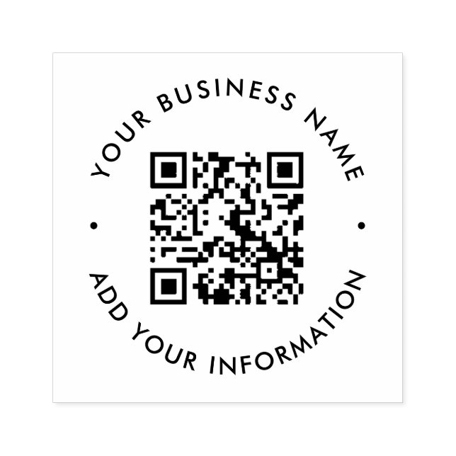Tampons Encreurs Code QR | Business Modern Minimaliste Simple Round (Impression)