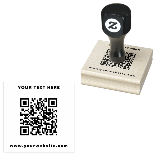 Tampons Encreurs Code QR d'entreprise moderne personnalisé et texte (Tamponné)
