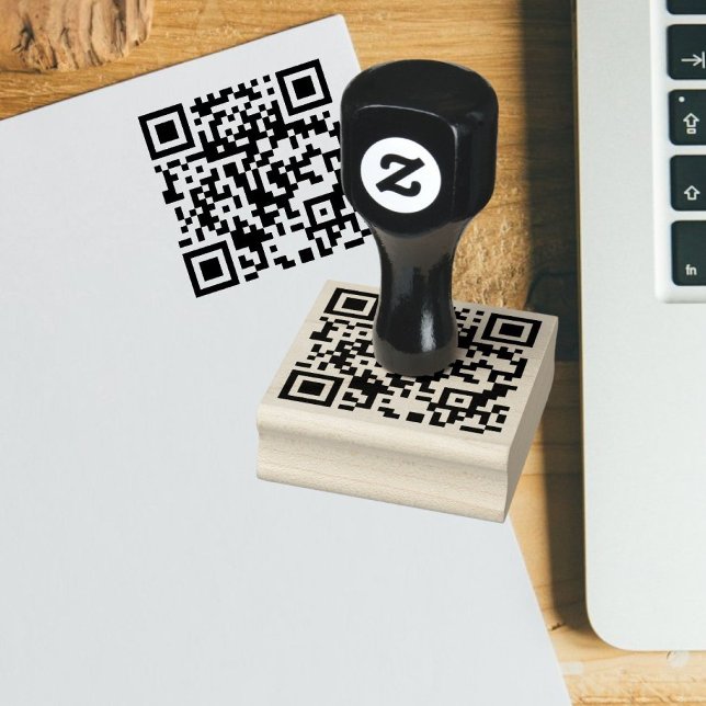 Tampons Encreurs Code QR personnalisé URL du site Web analysable pe (Custom QR code personalized scannable website url Rubber Stamp from Ricaso. Easy upload your QR code)
