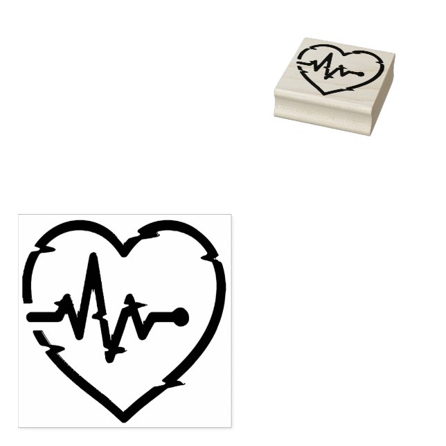 Tampons Encreurs Coeur Check Wood Art Timbre (Tamponné)