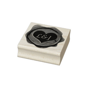 Tampons Encreurs Coeur de sceau de cire + votre monogramme