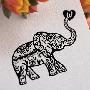 Tampons Encreurs Coeur fleuri décoratif floral élégant d'éléph