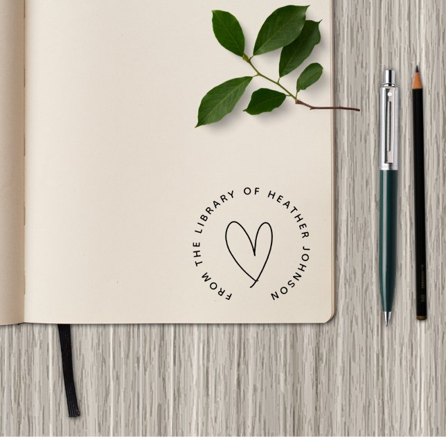 Tampons Encreurs Coeur mignon Simple De La Bibliothèque Livre Perso (Créateur téléchargé)