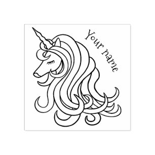 Tampons Encreurs Conception Girly de licorne avec votre nom