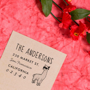 Tampons Encreurs Cool Alpaca Personnalisé Nom de famille et adresse