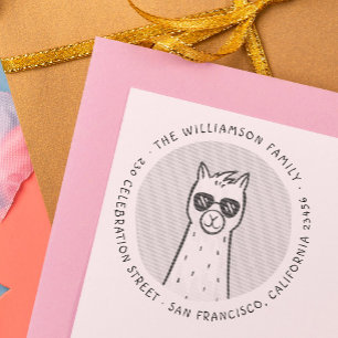 Tampons Encreurs Cool Llama   Arrondi Nom de famille Adresse de ret