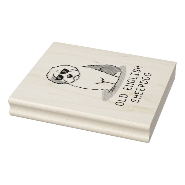 Tampons Encreurs Cool Vieux Chien à mouton anglais (Grey 1) Mignonn (Tampon)