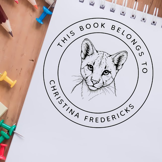 Tampons Encreurs Cougar Cat Ce Livre Appartient Au Nom Du Jeune (Créateur téléchargé)