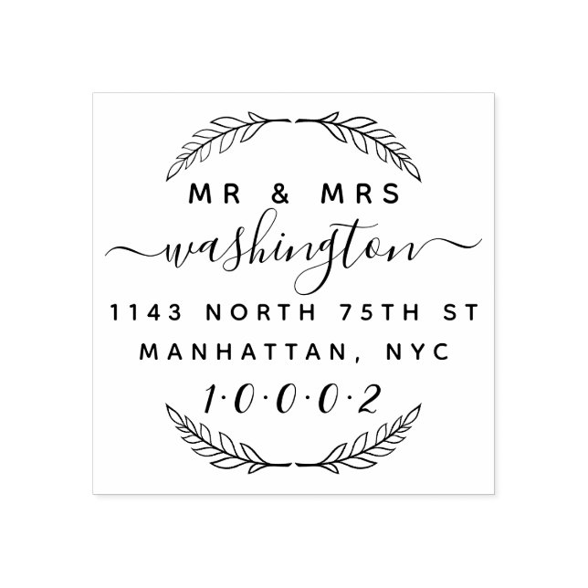 Tampons Encreurs Couronne et script personnalisés M & Mme Adresse d (Impression)