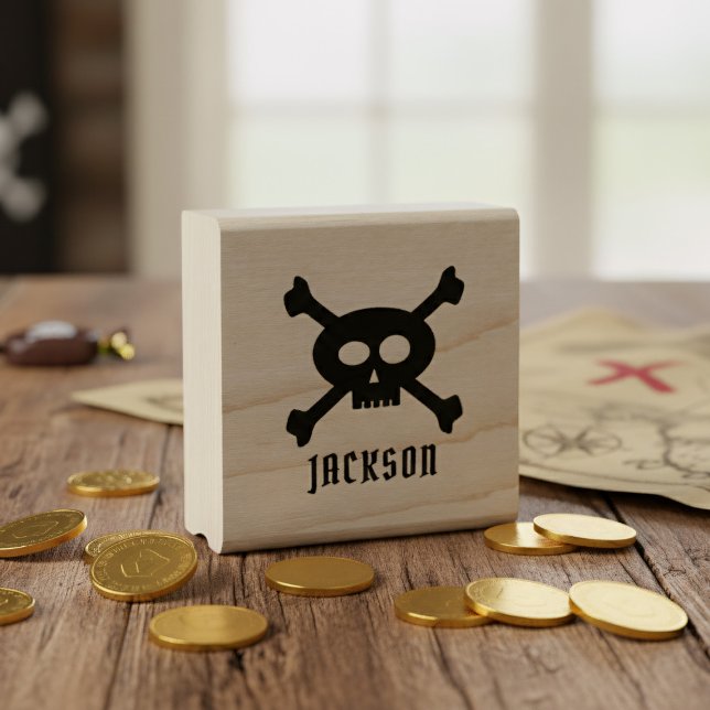 Tampons Encreurs Crâne et os croisés Nom du pirate Timbre en caoutc (Yarr! A skull and crossbones stamp for stampin' yer pirates)