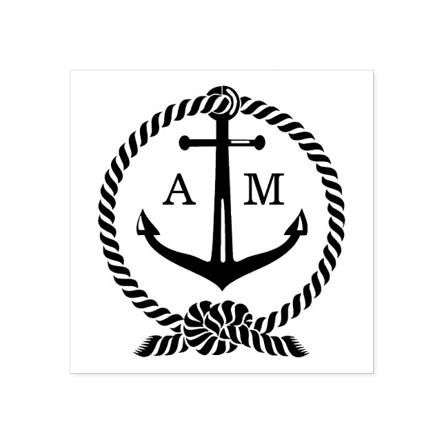 Tampons Encreurs Cravate L'Ancre de bateau Knot Mariage Monogrammes (Impression)