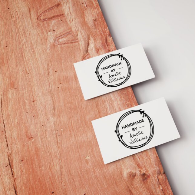 Tampons Encreurs Créez votre personnalisation Rustique Botanique Fa (Rustic Botanical Wreath Handmade With Love Custom Name stamp. Make your own business cards and tags!)