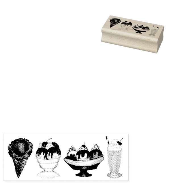 Tampons Encreurs Crème glacée Cone Banana Fractionnement Milkshake  (Tamponné)