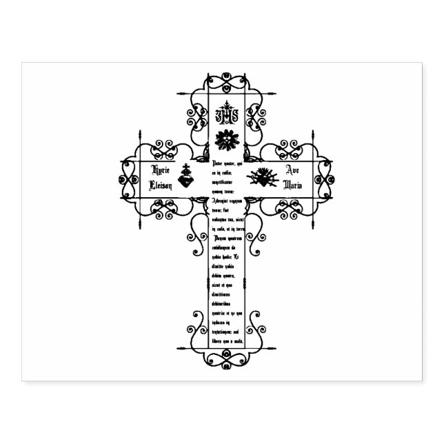 Tampons Encreurs Croix de prière catholique traditionnelle IHS (Impression)