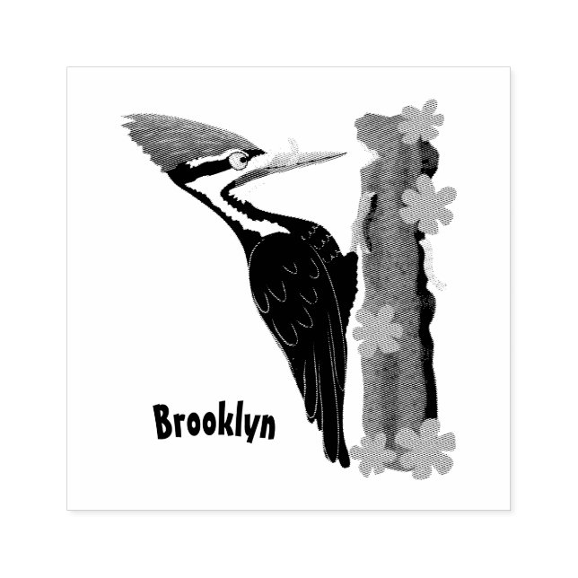 Tampons Encreurs Cue drôle Pileated woodpecker dessin d'illustratio (Impression)
