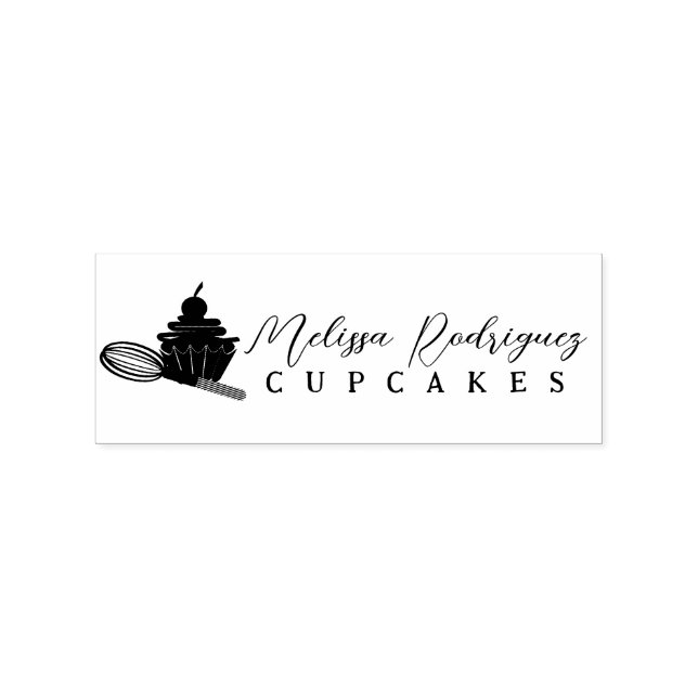 Tampons Encreurs Cupcake Whisk Bakery Baker Script Logo (Impression)