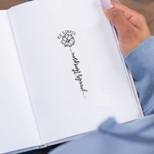 Tampons Encreurs Custom Ex Libris, Script Flower Book