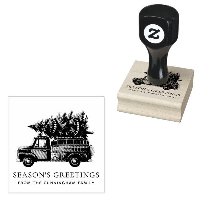 Tampons Encreurs Custom Modern Firefighter Christmas Fire Truck  (Tamponné)