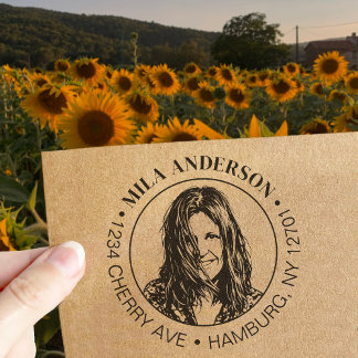 Tampons Encreurs Custom Photo, Name and Return Wood Address