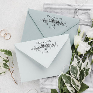 Tampons Encreurs Customisé Élégant gravé bleu floral