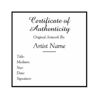 Tampons Encreurs Customizable Square Certificate of Authenticity