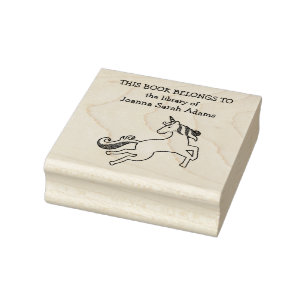 Tampons Encreurs Cute Book Ex Libris Licorne Appartient Nom Bibliot