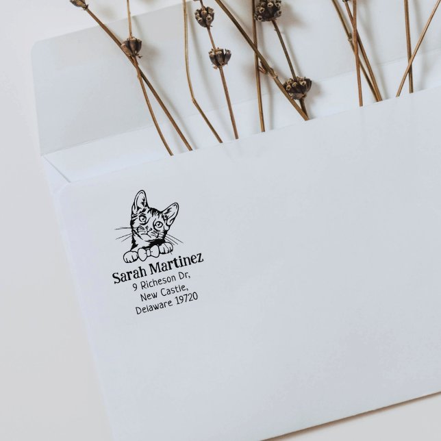 Tampons Encreurs Cute Cat Bengale Adresse de retour (Créateur téléchargé)