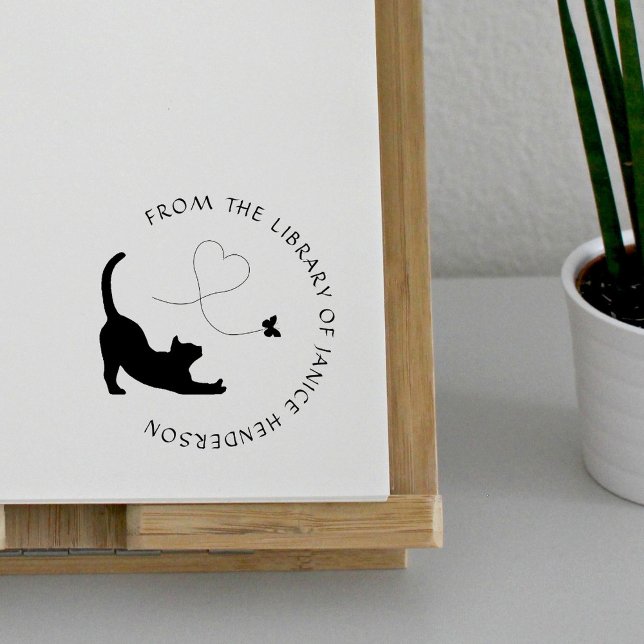 Tampons Encreurs Cute Cat Élégant Livre Simple De La Bibliothèque D (Créateur téléchargé)