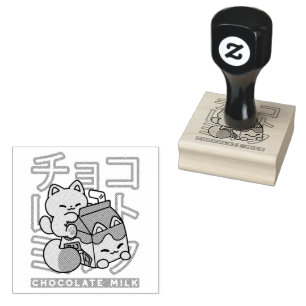 Tampons Encreurs Cute Chat Riding Chocolat Lait Carton Kawaii Art