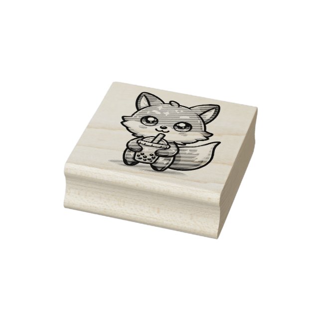 Tampons Encreurs Cute Kawaii Fox avec thé à bulle (Tampon)