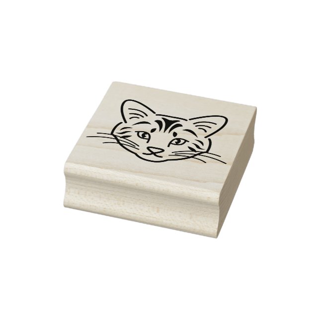 Tampons Encreurs Cute Line Art Kitty Chat Face Contour (Tampon)