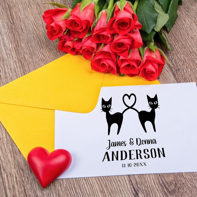 Tampons Encreurs Cute Love Chats Avec Coeur Mariage Personnalisé (Créateur téléchargé)