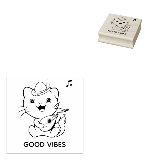 Tampons Encreurs Cute musicale Tabby Chat avec Mandoline (Tamponné)