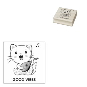 Tampons Encreurs Cute musicale Tabby Chat avec Mandoline