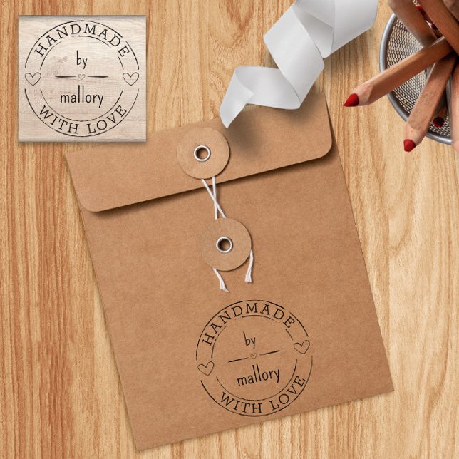 Tampons Encreurs 💌 Cute Personnalisée Faite Avec Amour (💌 Personalized Cute Made With Love Rubber Stamp
)