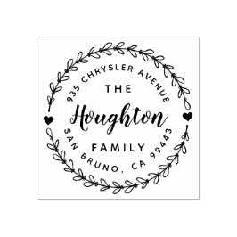 Tampons Encreurs Cute Rustic Wreath & Hand Lettré Script Adresse