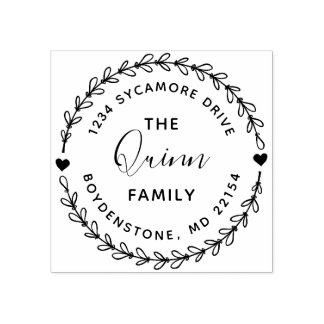 Tampons Encreurs Cute Rustic Wreath Nom de famille Adresse de retou