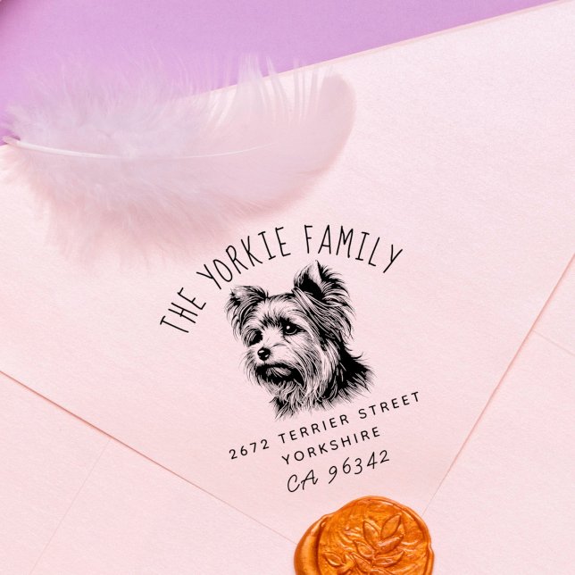 Tampons Encreurs Cute Yorkshire Terrier Nom de famille Adresse de r (Créateur téléchargé)