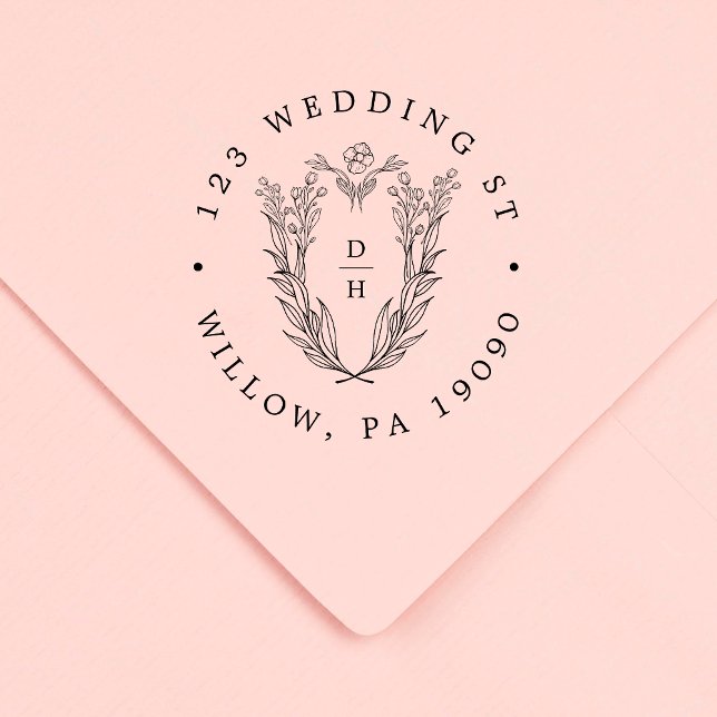 Tampons Encreurs DAPHNE Floral Caoutchouc Mariage Retourner l'adres (DAPHNE Floral Rubber Wedding Return Address Stamp)