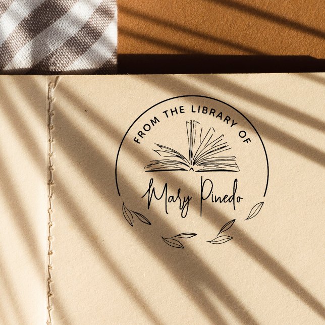 Tampons Encreurs De La Bibliothèque Des Feuilles Ex-libris Livre (Rubber Stamp Mock-up)