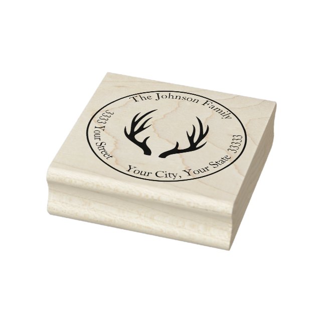 Tampons Encreurs Deer Antlers Round Adresse de retour (Tampon)