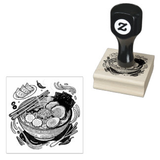 Tampons Encreurs Délicieux ramen japonais et raviolis gyoza.
