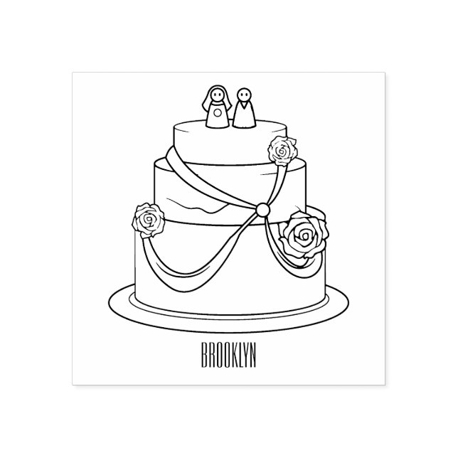 Tampons Encreurs dessin animé de gâteau mariage (Impression)