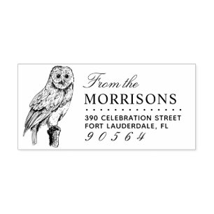 Tampons Encreurs Dessin de hibou vintage Nom de famille Adresse de 