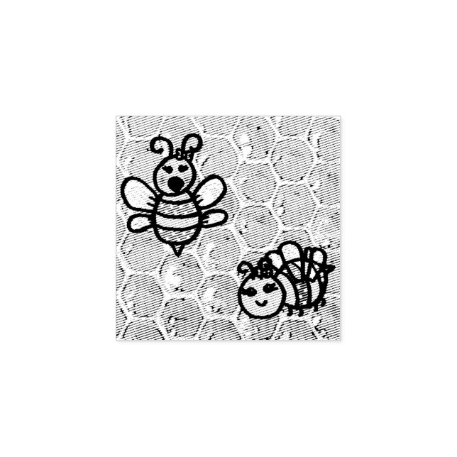 Tampons Encreurs Deux abeilles sur Honeycomb (Impression)