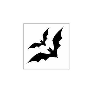 Tampons Encreurs Deux chauves-souris volantes Solide noir Halloween