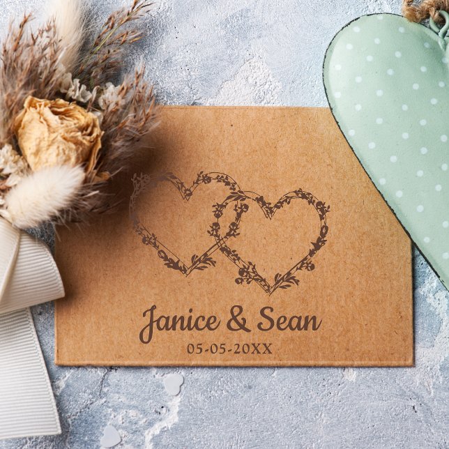 Tampons Encreurs Deux Coeurs avec Branches et Fleurs sauvages (Créateur téléchargé)