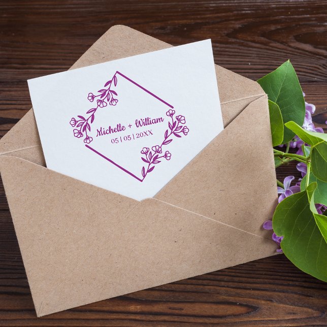 Tampons Encreurs Diamant avec Fleurs sauvages en noir pour Mariage (Créateur téléchargé)